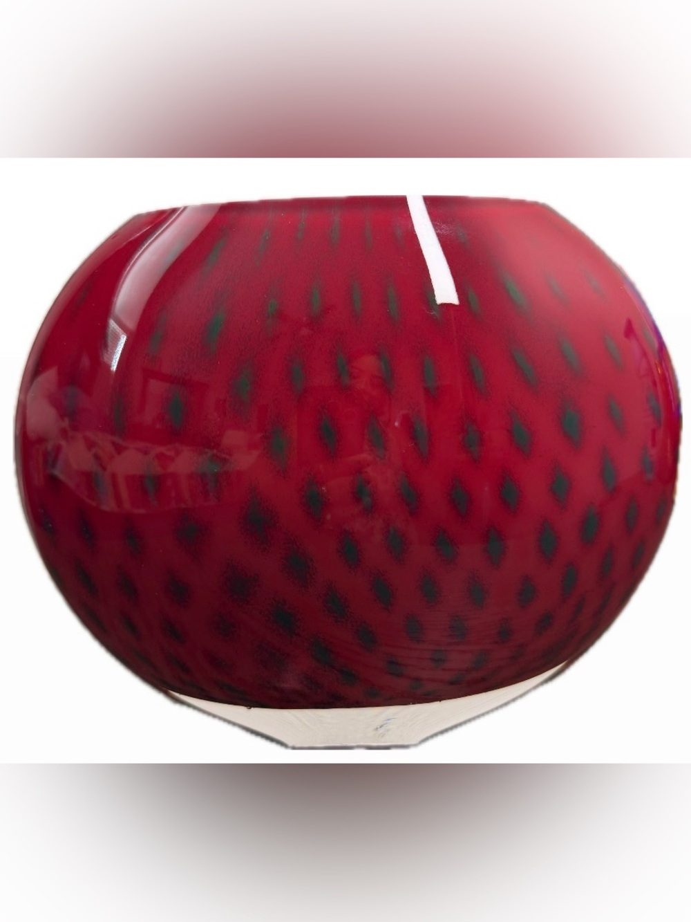 Lava 7” moon vase Red Hand-Blown Art Glass Vase -Poland